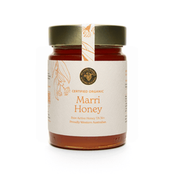 Certified Organic Raw Marri Honey by BEE HAPPY APIARIES, 425g