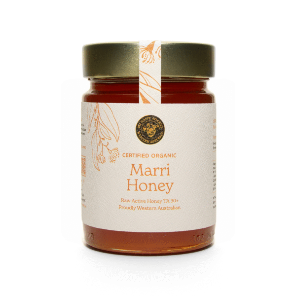 Certified Organic Raw Marri Honey by BEE HAPPY APIARIES, 425g