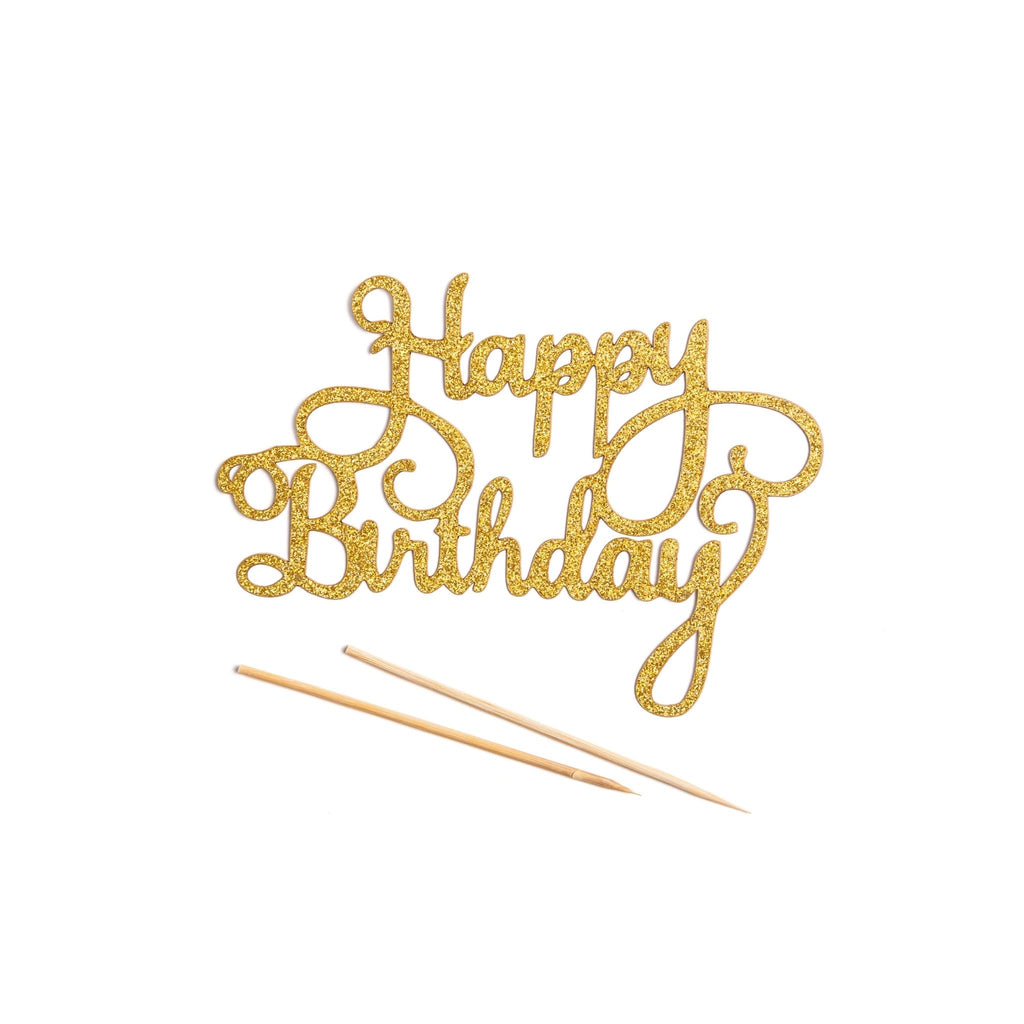 Happy Birthday Glitter Cake Topper - Rose Gold